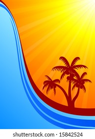 Sol y vigas de sol. Ilustración vectorial.
