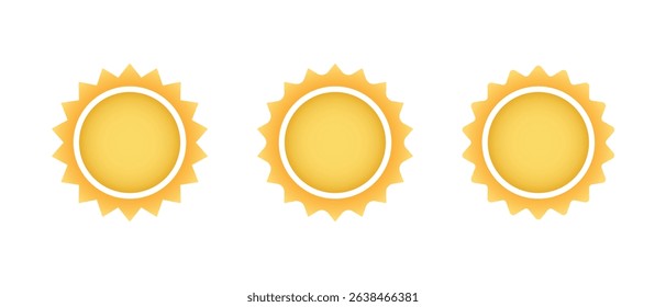 Sun, sunburst icon set in flat design. Starburst gradient sign symbol