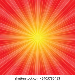 Patrón Sunburst Sun. Fondo abstracto soleado. Fondo de ráfaga de sol con un patrón de rayos de sol. Fondo explosivo de color amarillo claro, azul, rojo, naranja, verde. Ilustración del vector