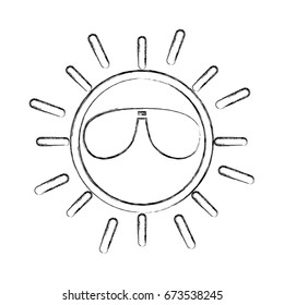 sun with sunglasses character