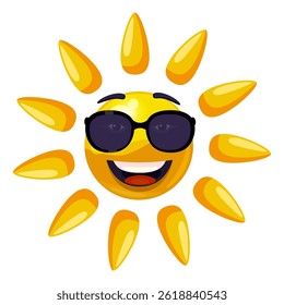 Sun in sunglasses character smiley cartoon