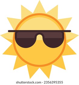 Sun in sunglasses flat icon. Color summer heat icon