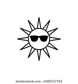 sun with a sunglasses icon vector summer icon