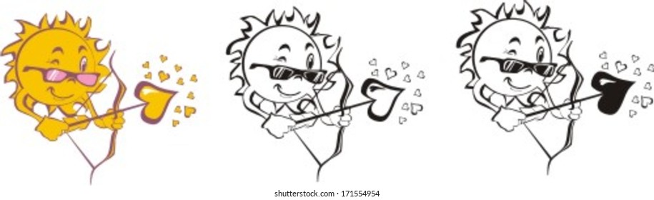 sun in sunglasses shoots a bow
