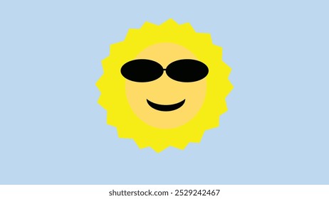 Sun with sunglasses smiling icon