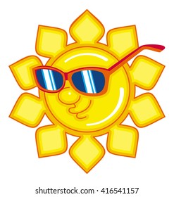Sun in the sunglasses. Vector clip art. 