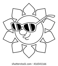 Sun in the sunglasses. Vector clip art. 