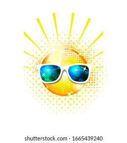 Die Sonne ist in einer Sonnenbrille. Vektorillustration