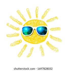 The sun is in sunglasses. Vector illustration