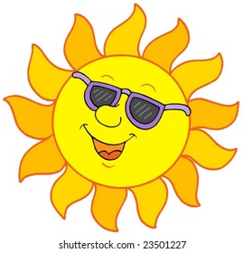 Sun with sunglasses - vector illustration.
