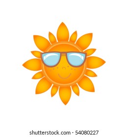 Sun in sunglasses, vector illustration.