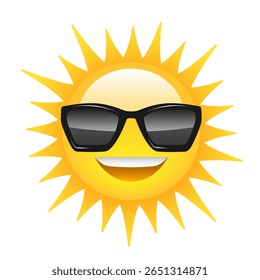 Sol en gafas de sol. Ilustración vectorial aislada sobre fondo blanco.
