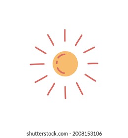 Sun, sunlight icon in color icon, isolated on white background 