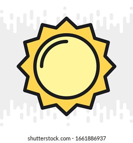 Sun or sunny icon for weather forecast application or widget. Color version on light gray background