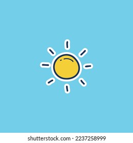 sun sunny weather icon doodle hand drawing outline fill style