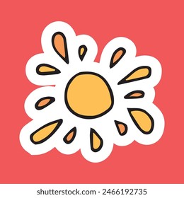 the sun. sunscreen. protection. cream. the bottle. a tube of cream. vector. sticker. doodle drawing. retro palette. with a white outline.