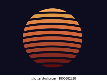 Icono del logotipo de Sun y de la puesta de sol sobre fondo negro