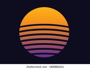Sun and sunset logo icon on black background - Shutterstock ID 1800882631