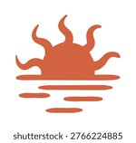 Sun Sunset Over Water Silhouette Emblem