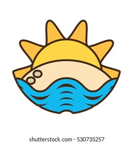 sun sunset sea beach vector illustration eps 10