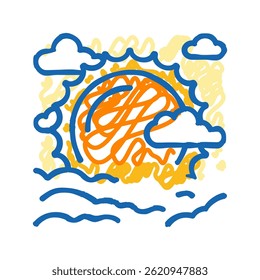 sun sunset summer sunlight doodle icon sketch vector. sun sunset summer sunlight sign. isolated symbol illustration