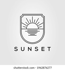 sun, sunset, sunrise logo. sunshine sunburst logo template vector illustration design