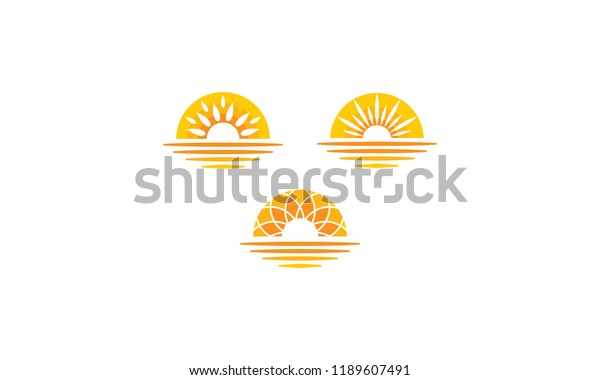 日の入りの日の出の海の影のベクター画像ロゴアイコン のベクター画像素材 ロイヤリティフリー