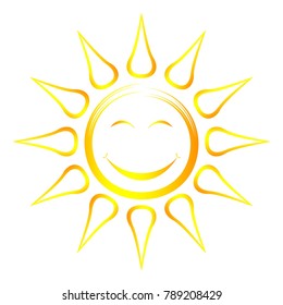 Sun and Sunshine as funny cartoon vector on a white isolated background
