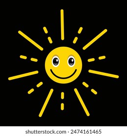 sun, sunshine, rays, linear style, vector illustration