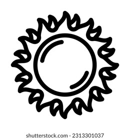 vectores de icono de la línea solar de sol de verano. signo de luz solar de verano bajo el sol. símbolo de contorno aislado ilustración negra