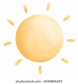 Sun - Sunshine with watercolor hand painted on isolated and transparent background