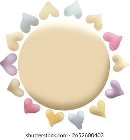 The sun, surrounded by pastel hearts, is the light of the sun.