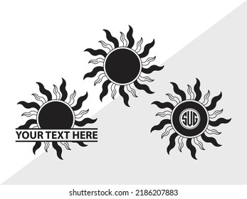 Sun SVG Monogram Printable Vector Illustration