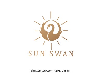 sun swan logo vector illustration