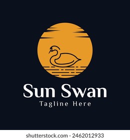 sun swan logo vector illustration