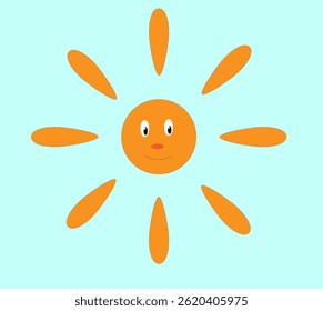 The sun is a sweet face on a blue background