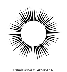 Sun symbol. Black sun rays on white background. Vector illustration