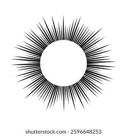 Sun symbol. Black sun rays on white background. Vector illustration