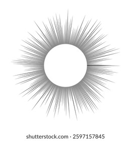 Sun symbol. Black sun rays on white background. Vector illustration