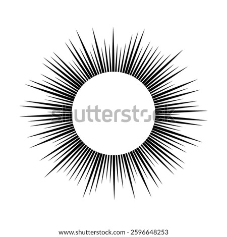 Sun symbol. Black sun rays on white background. Vector illustration