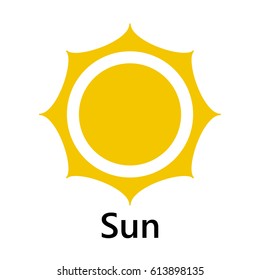 Sun symbol crown entire yellow text on the white background