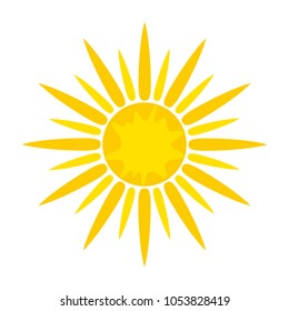 Sun symbol icon on white, stock vector illustration