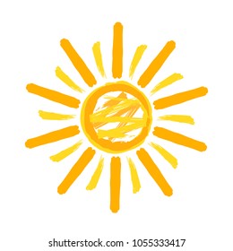 Sun symbol icon on white, stock vector illustration