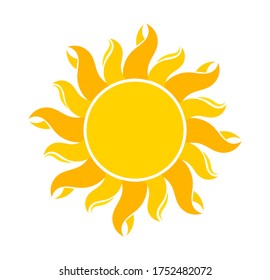 Sun symbol illustration, flat design vector element.