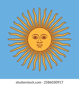 Sun symbol image of the Argentine flag. Sun of May icon.