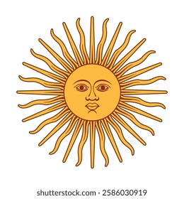 Sun symbol image of the Argentine flag. Sun of May icon.