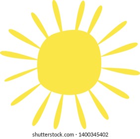 Sun symbol isolated. Hand drawn cute shinny sun. Graphic illustration