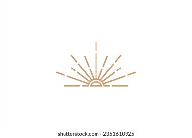 Sun symbol linear logo in bohemian design style