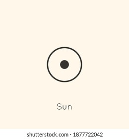 Sun Symbol in Minimal Liner Trendy Style. Vector Astrological Sign for Logo, Tattoo, Calendar , Horoscope.