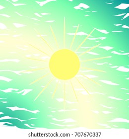 sun symbol on sea water background, vector illustration